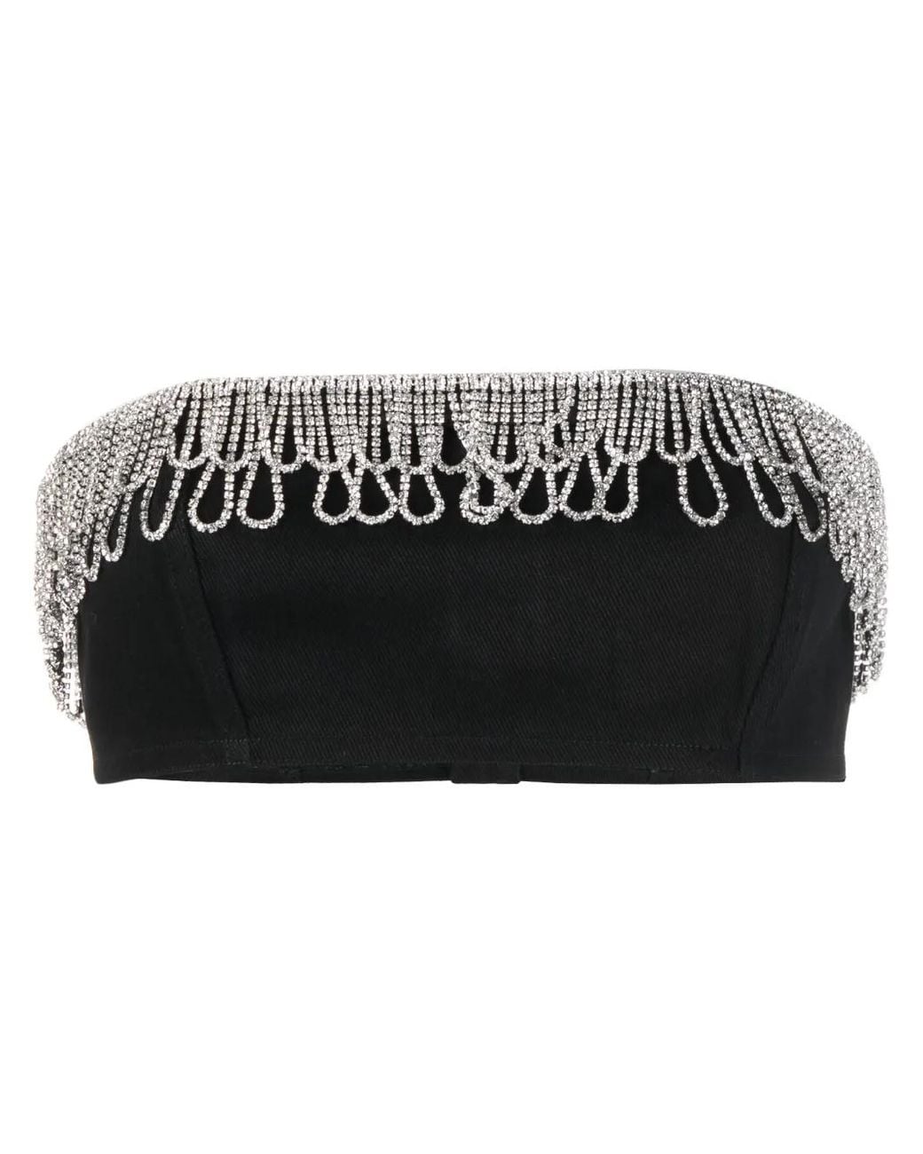 ROTATE BIRGER CHRISTENSEN Black 'Bandeau' Top With Jewel Detail