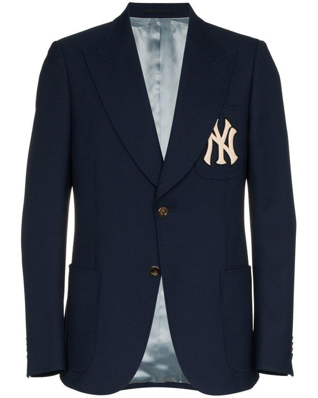 Recepción Fatídico acero Gucci X Mlb Ny Yankees Embroidered Single Breasted Wool Blend Blazer in  Blue for Men | Lyst