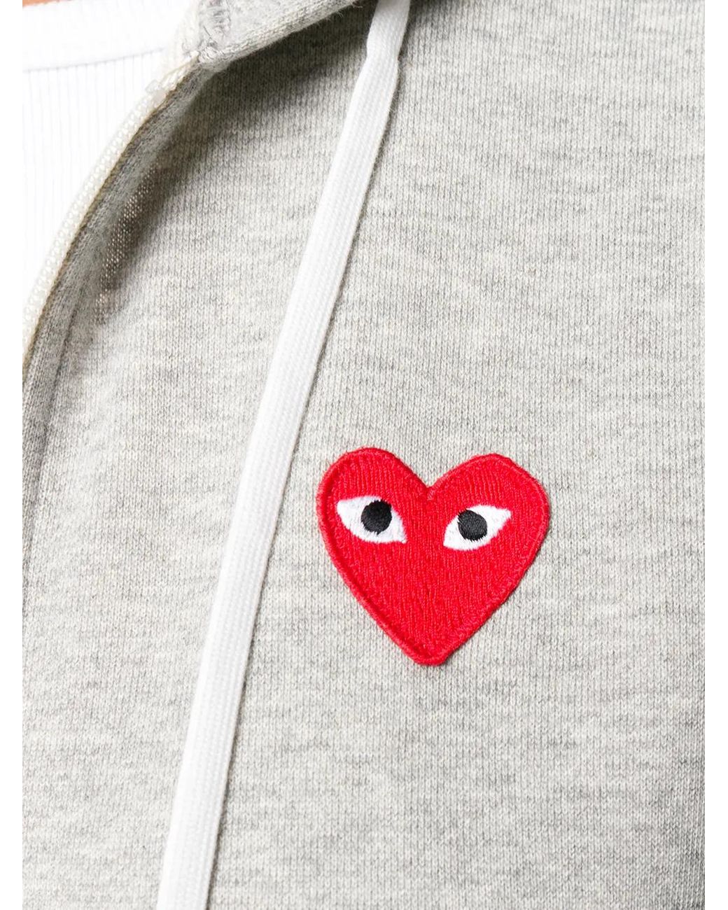 COMME DES GARÇONS PLAY Gray Zipped Almond Eye Heart Hoodie