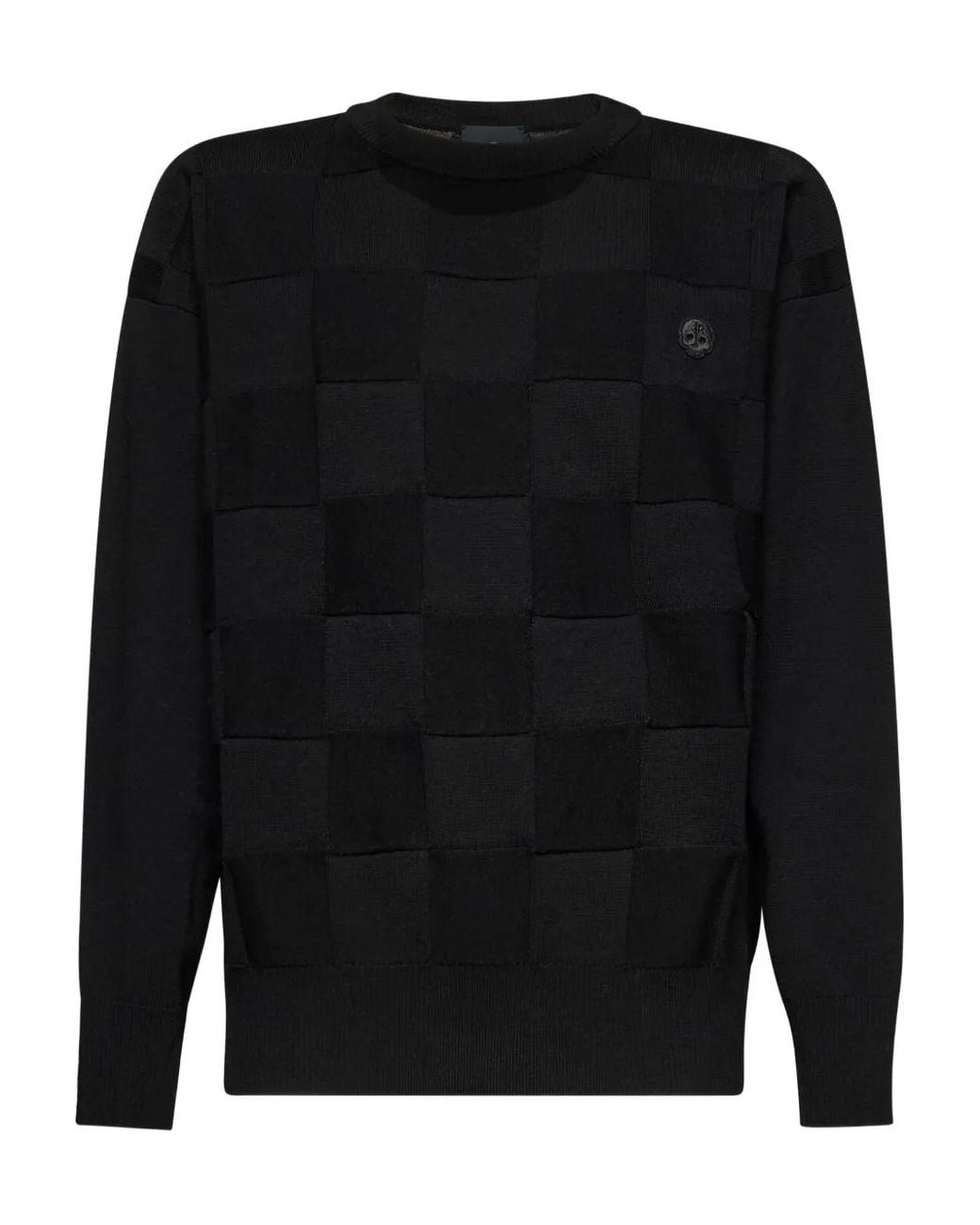 John Richmond Black Square-Panel Merino-Wool Jumper for men