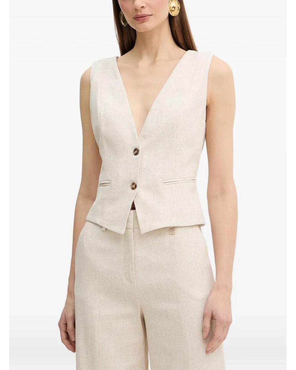 Fracomina Natural Button V-Neck Vest