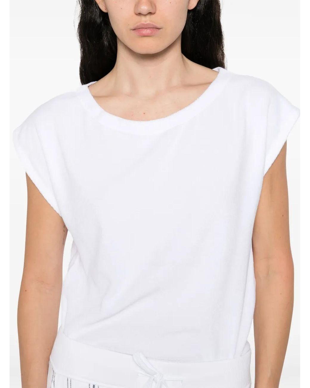 Juvia White Cotton-Blend T-Shirt