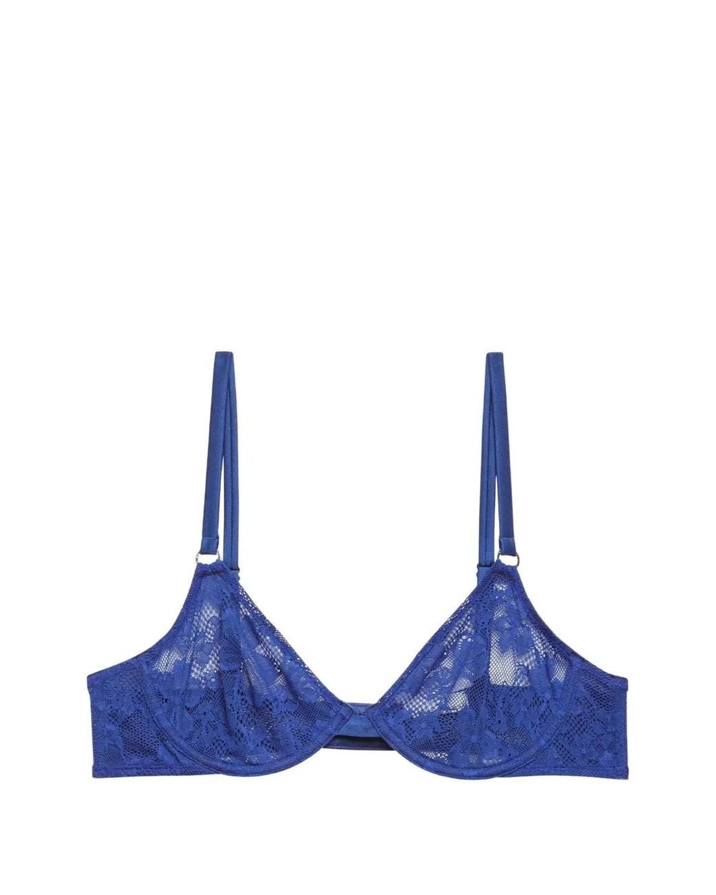 Fleur du Mal Blue Le Stretch Floral Adjustable Bra