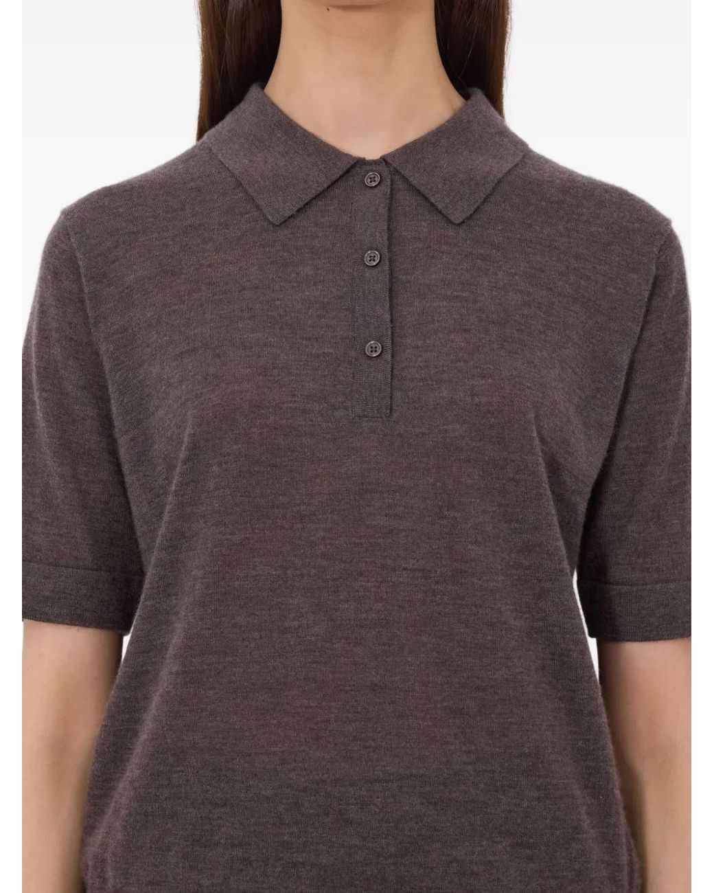 Loulou de Saison Gray Migo Button Ribbed Polo Shirt