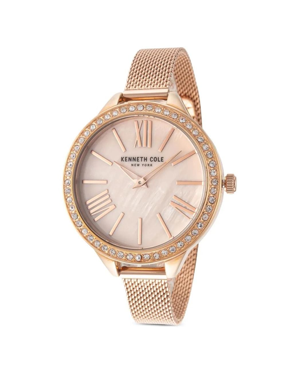 Kenneth Cole Pink Montre Mm À Lunette Ornée De Cristaux Et Bracelet En Résille for men