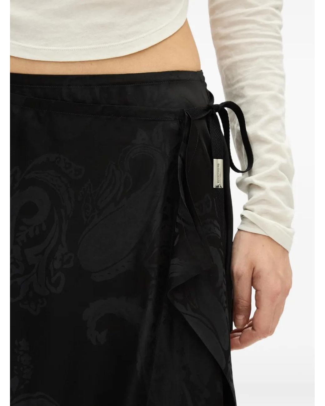 Ann Demeulemeester Black Paisley-Jacquard Asymmetric Skirt
