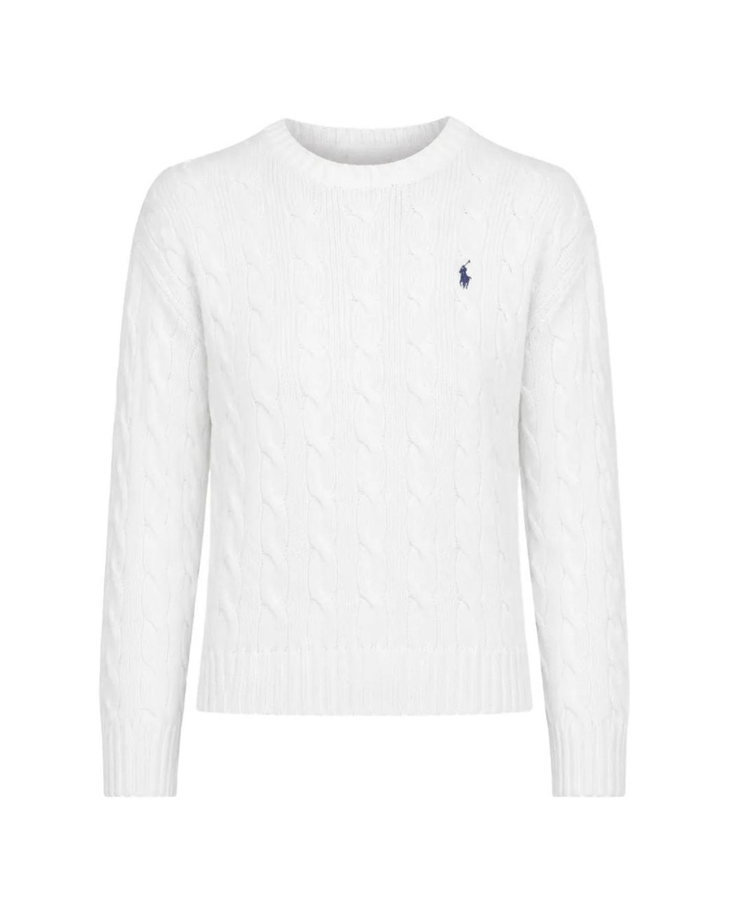 Polo Ralph Lauren White Cable-Knit Logo-Embroidered Cotton Jumper