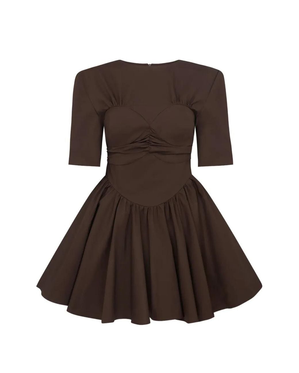 Violante Nessi Brown Timothee Short-Sleeve Pleated Mini Dress