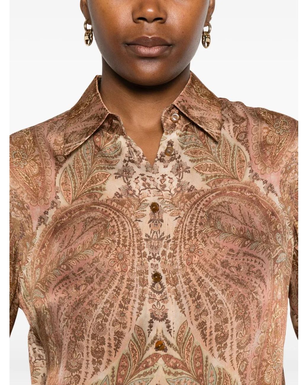 Zimmermann Brown Chemise À Imprimé Cachemire