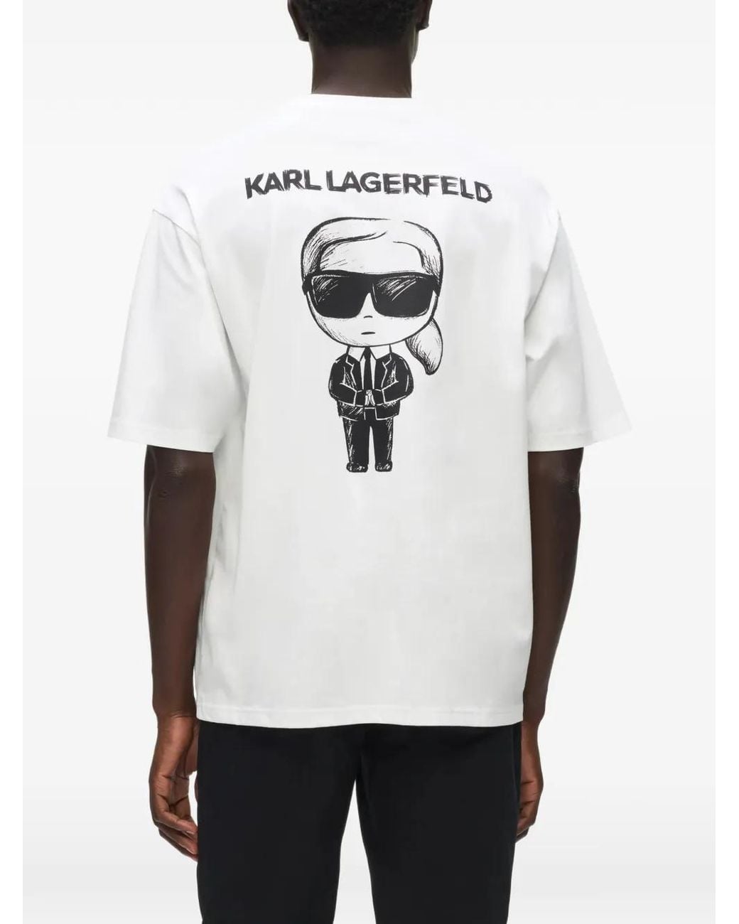 Karl Lagerfeld White Ikon-Sketch Round-Neck T-Shirt for men