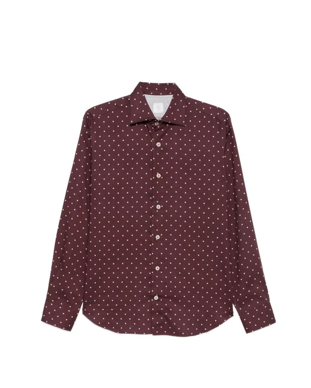 Eleventy Purple Polka-Dot Long-Sleeve Shirt for men