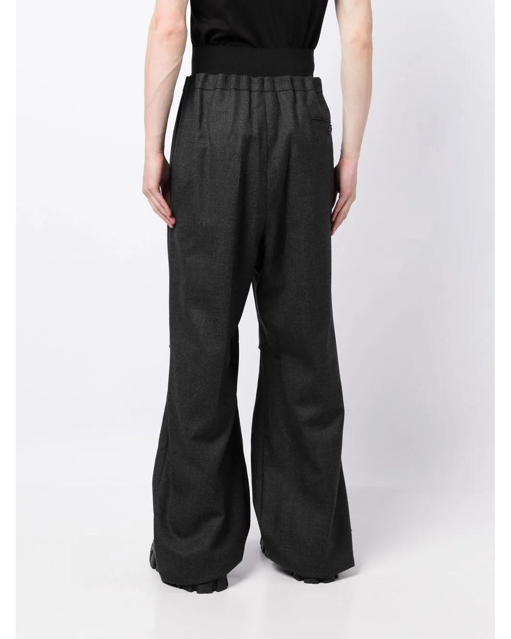 Raf Simons Black High-Waisted Wide-Leg Wool Trousers for men