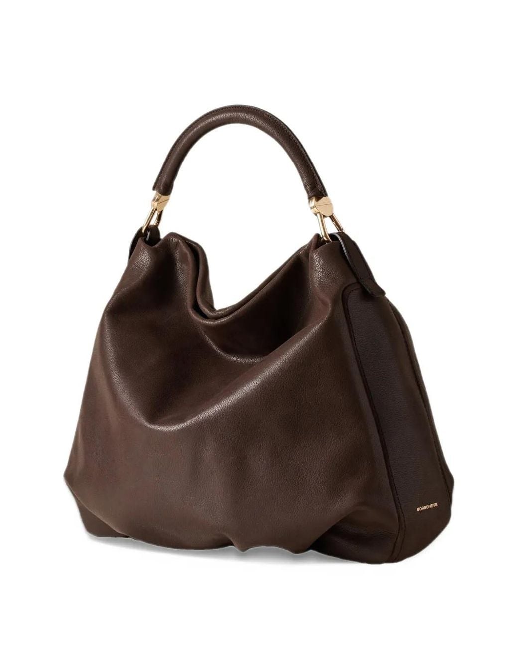 Borbonese Black Medium Bice Leather Slouchy Tote Bag