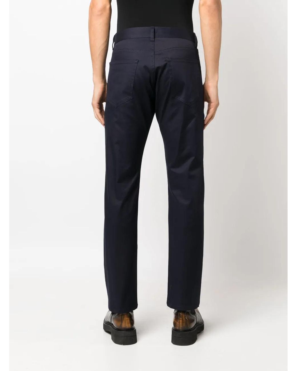 Moschino Blue Straight-Leg Cotton Trousers for men