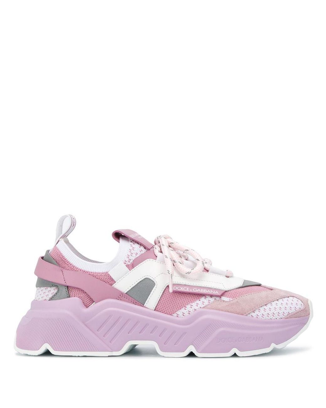 Dolce & Gabbana Leather Stretch Mesh Daymaster Sneakers in Pink | Lyst