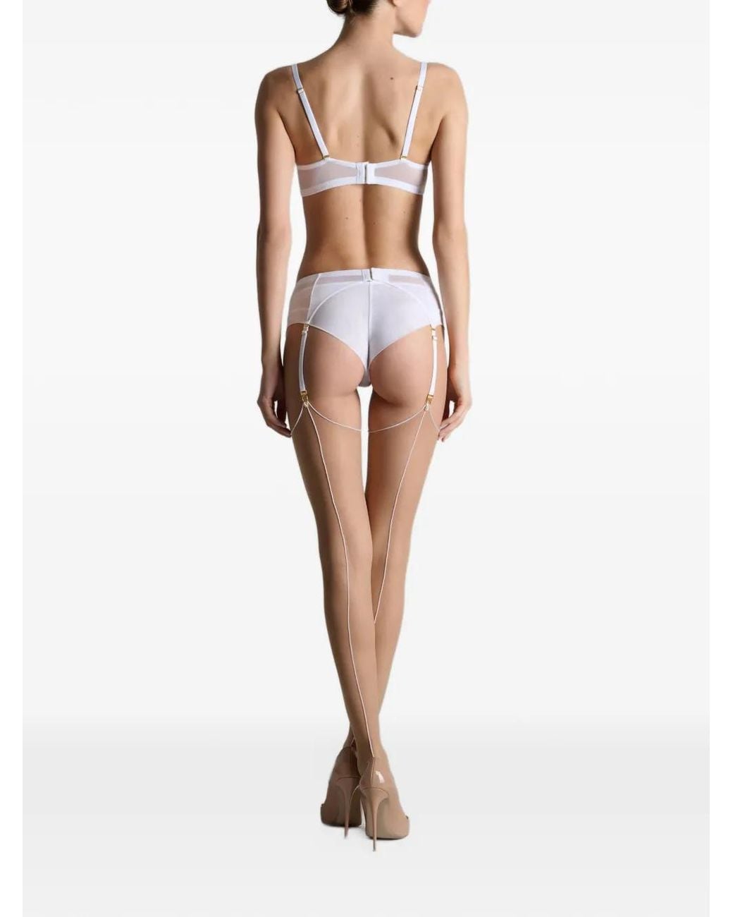 Scandale White Sheer Seamed Stockings