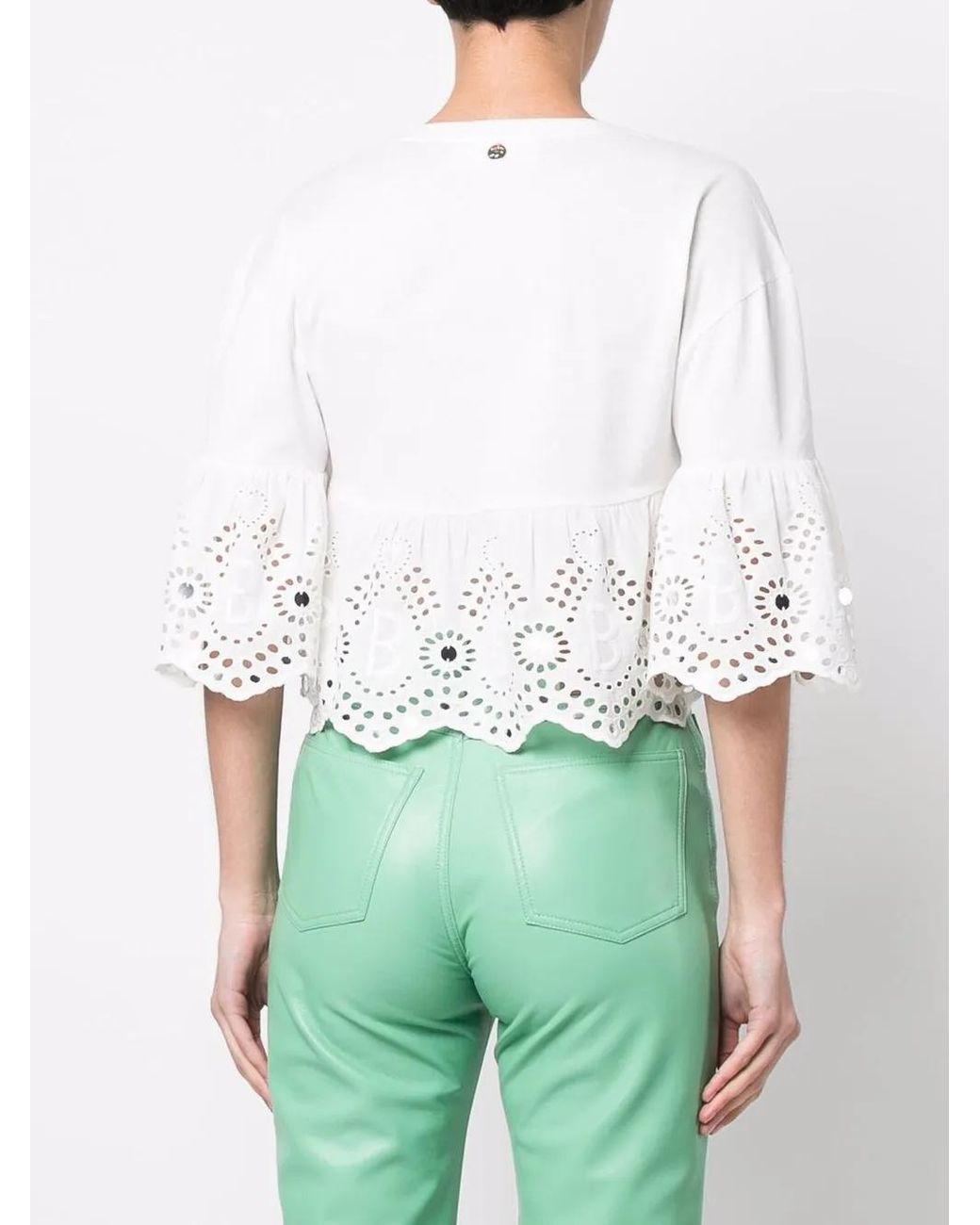 Blugirl Blumarine White Broderie Anglaise Cropped Blouse