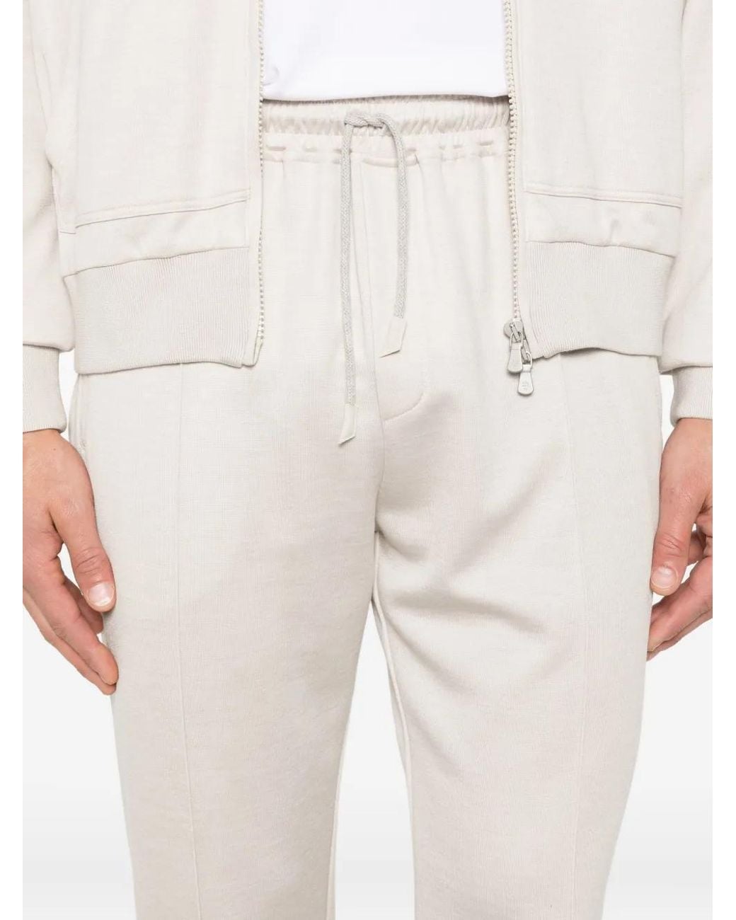 Eleventy White Drawstring Zip-Pocket Track Pants for men