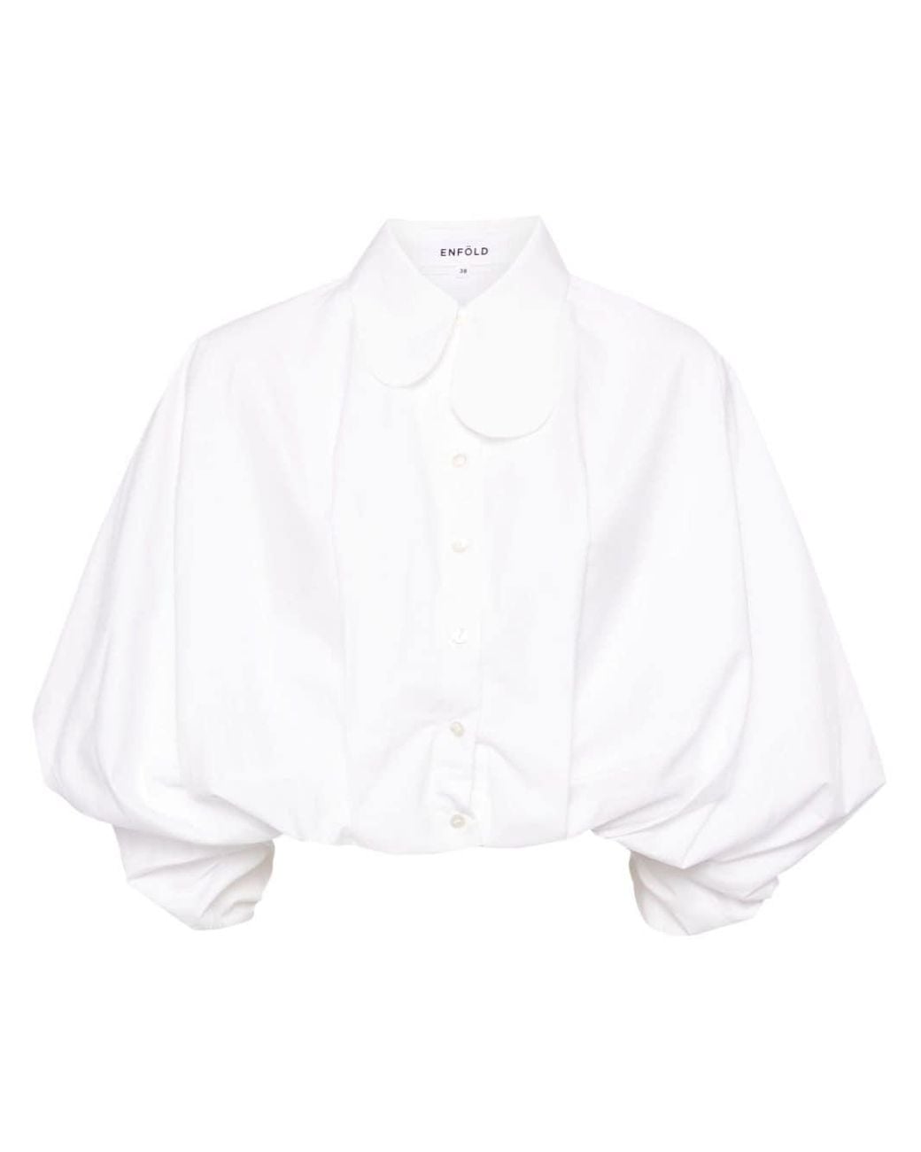 エンフォルド WASHABLE BALLOON CROPPED SHIRT 38 Enfold Balloon Cropped Shirt in White | Lyst