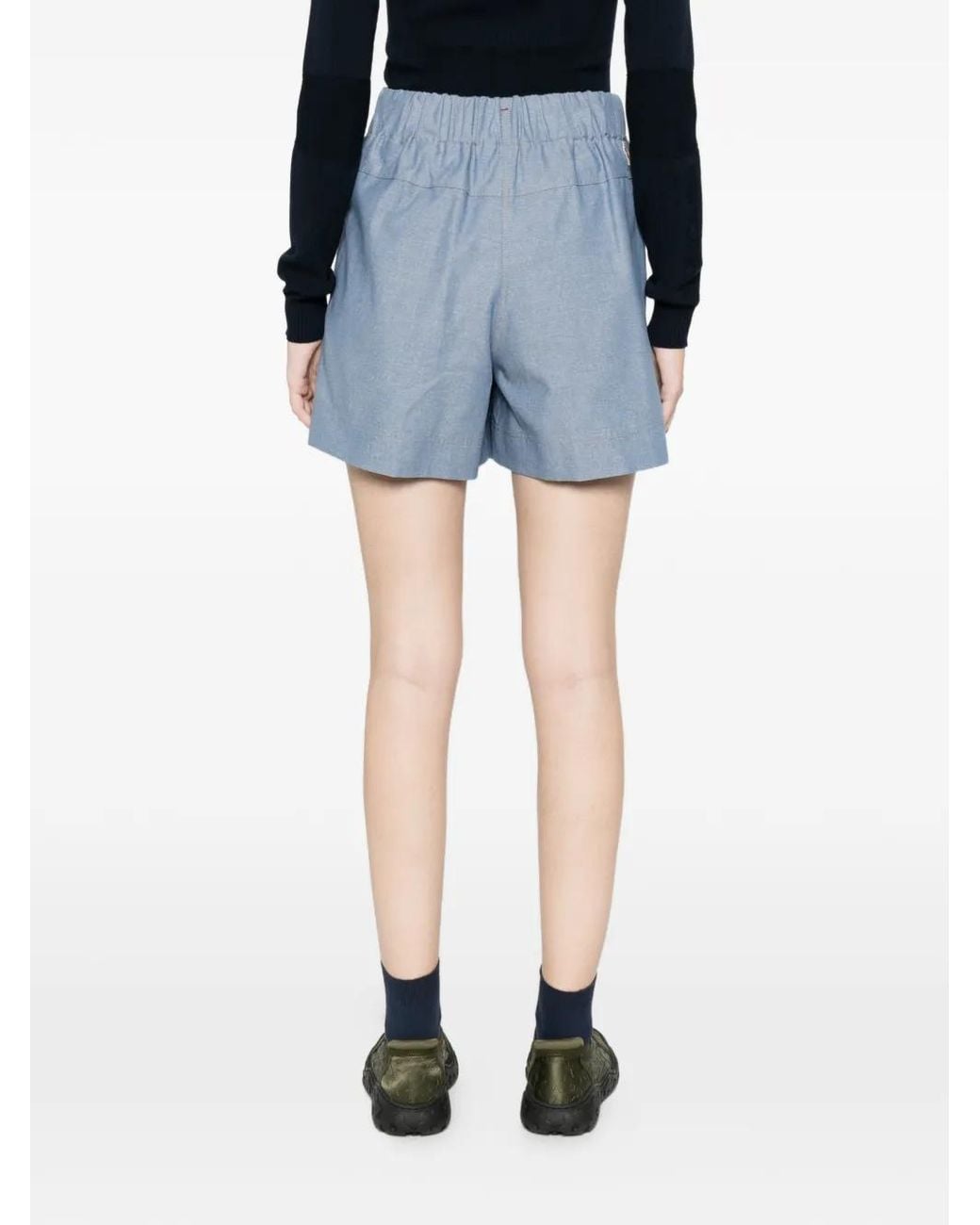 Moncler Blue High-Waist Chino Shorts