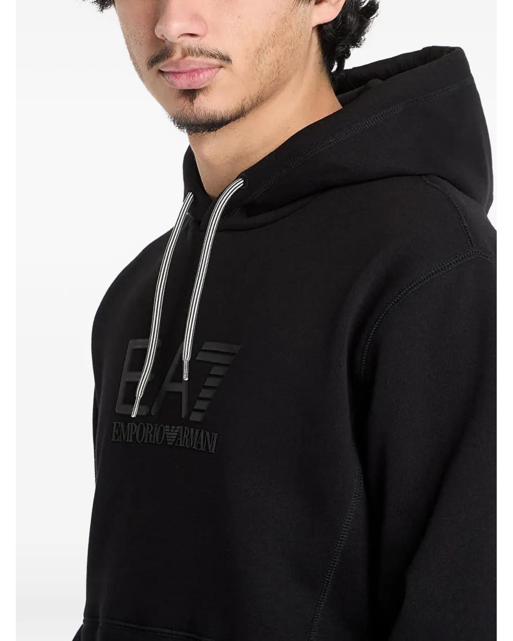 Sudadera Con Capucha Y Logo EA7 de hombre de color Black