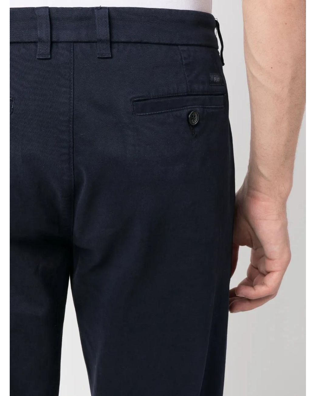 Fay Blue Capri Mid-Rise Tapered Trousers for men