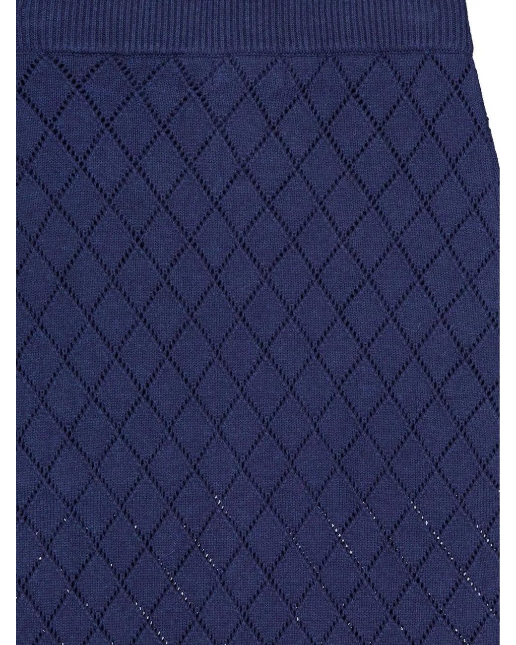 Hevron Blue Jupe Boutonnée À Losanges