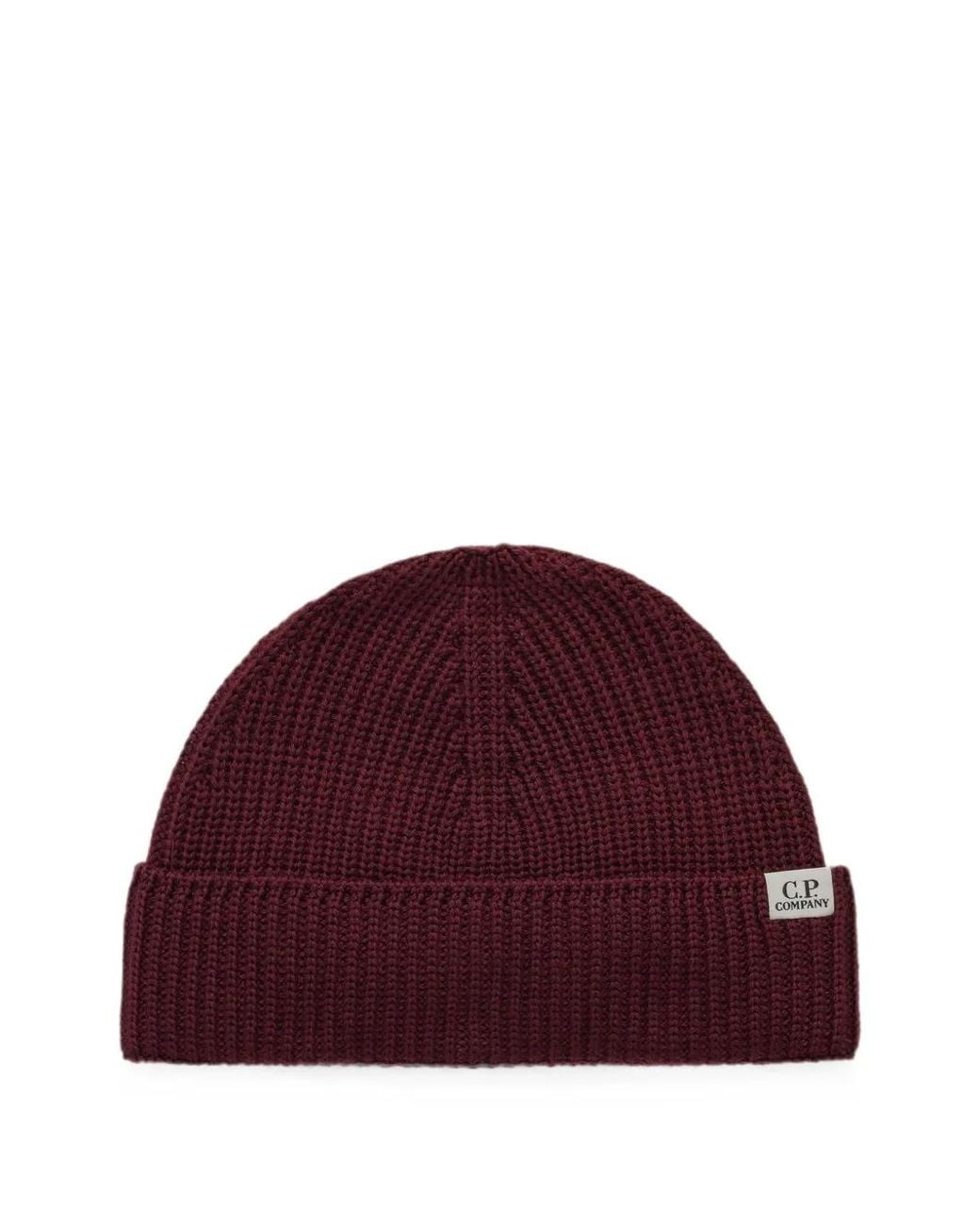 C P Company Gerippte Beanie Mit Logo-Patch in Red für Herren