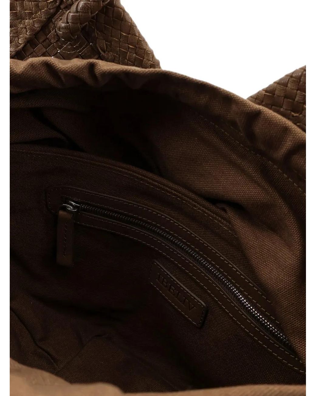 IBELIV Brown Medium Trinity Woven Leather Shoulder Bag