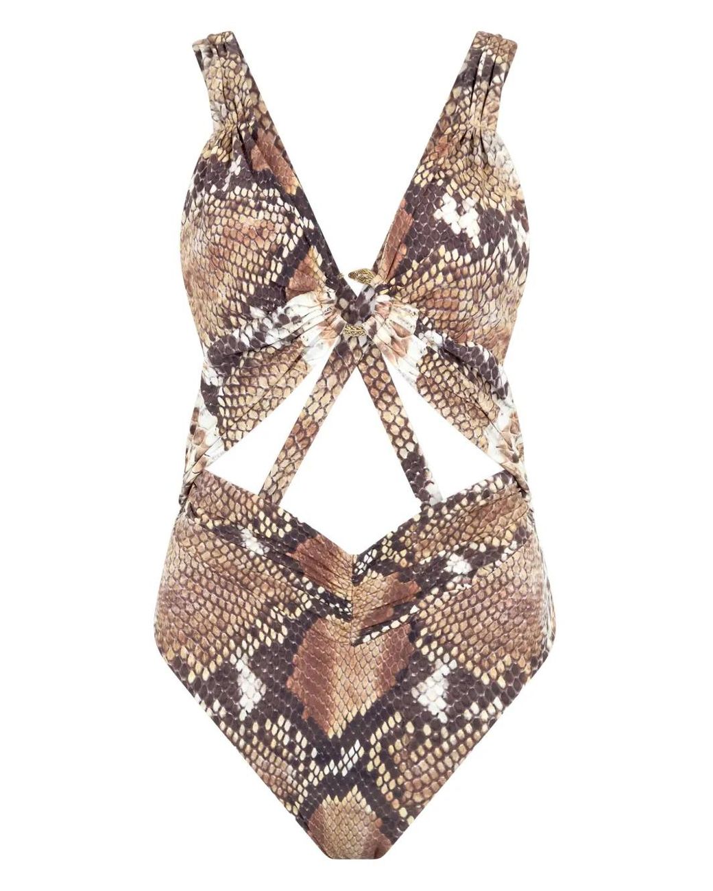 Roberto Cavalli Pink Snake-Print Swimsuit