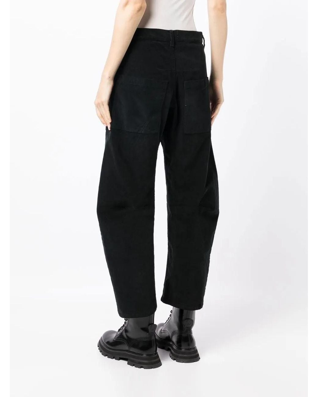 Nili Lotan Black Shon Curved-Leg Trousers