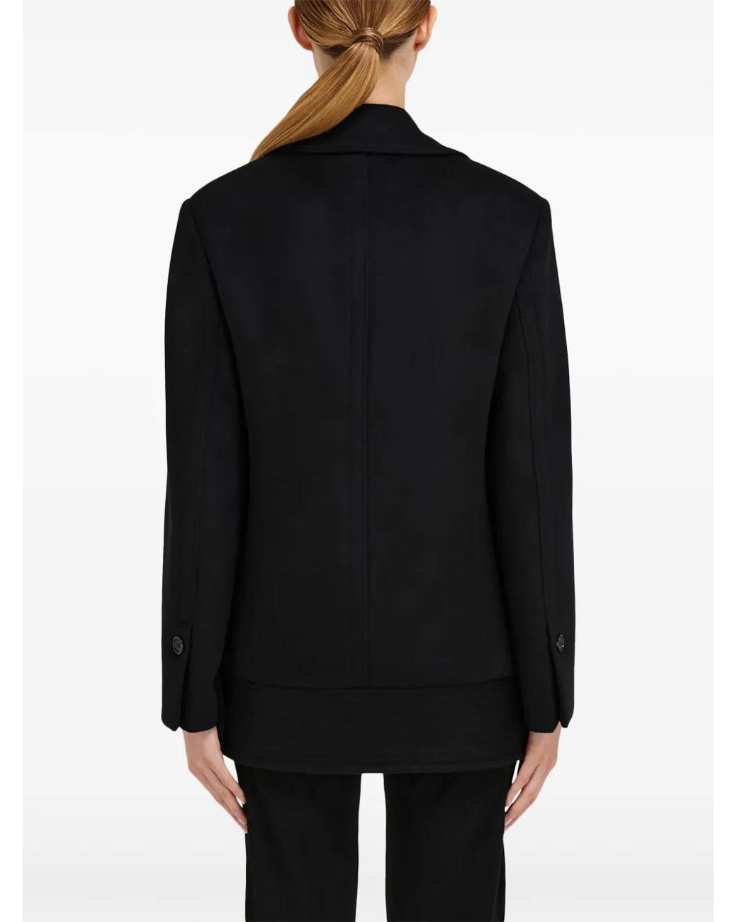 Ferragamo Black Brushed-Finish Peacoat