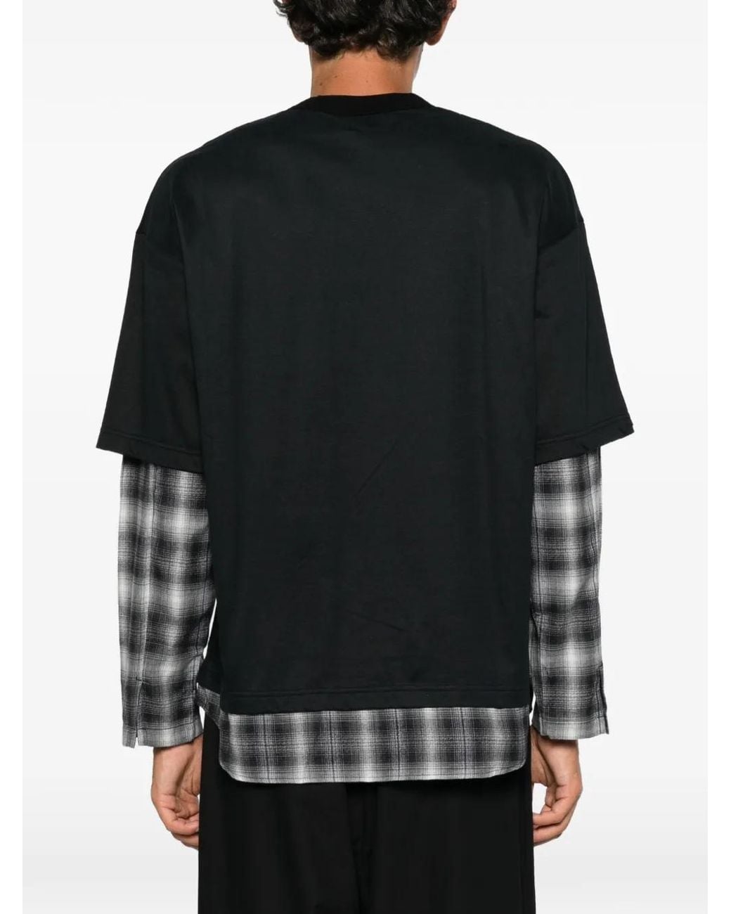 Comme des Garçons Black Layered-Design Check-Pattern T-Shirt for men