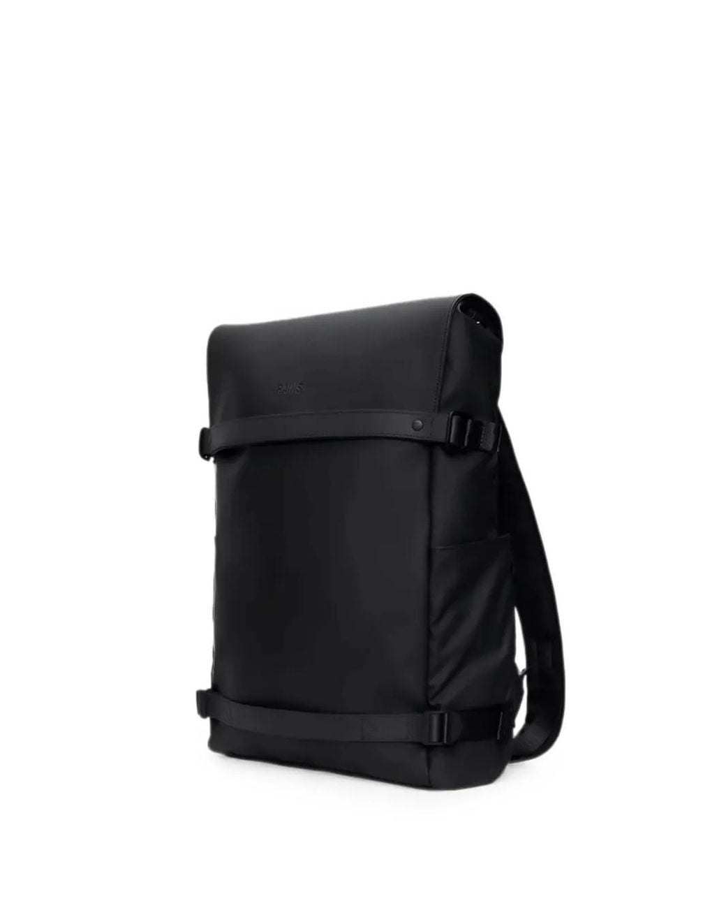Rains Black Otg Buckle-Fastening Flap-Top Backpack