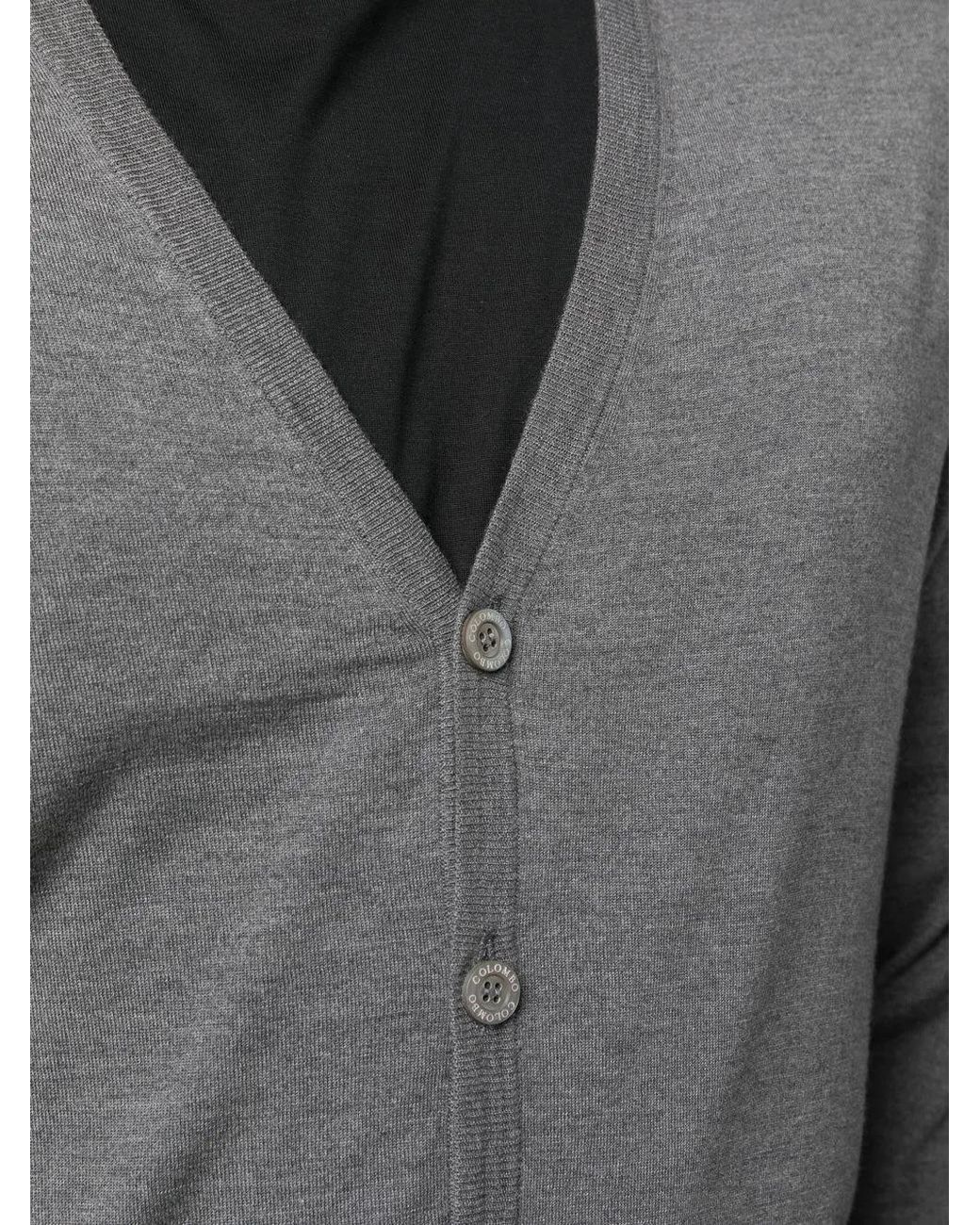 Colombo Gray Button-Down Knit Cardigan for men