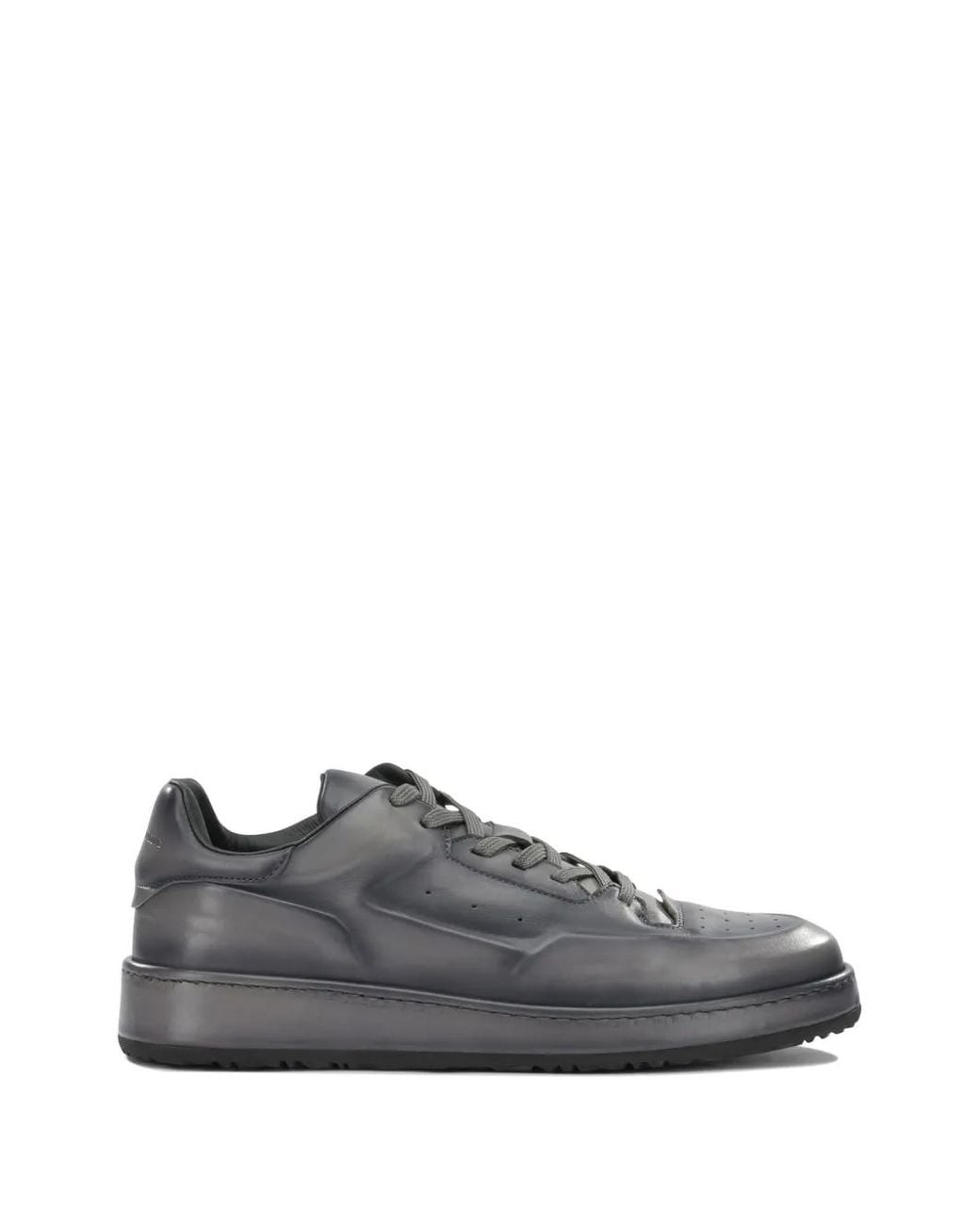 Officine Creative Gray Eraser Panelled Leather Sneakers for men