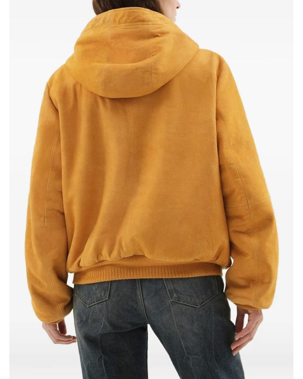 1989 STUDIO Yellow Hooded Leather Jacket