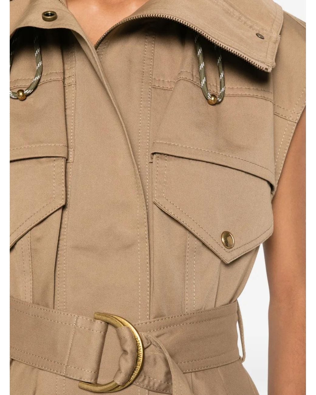 Zimmermann Natural Belted Sleeveless Mini Dress