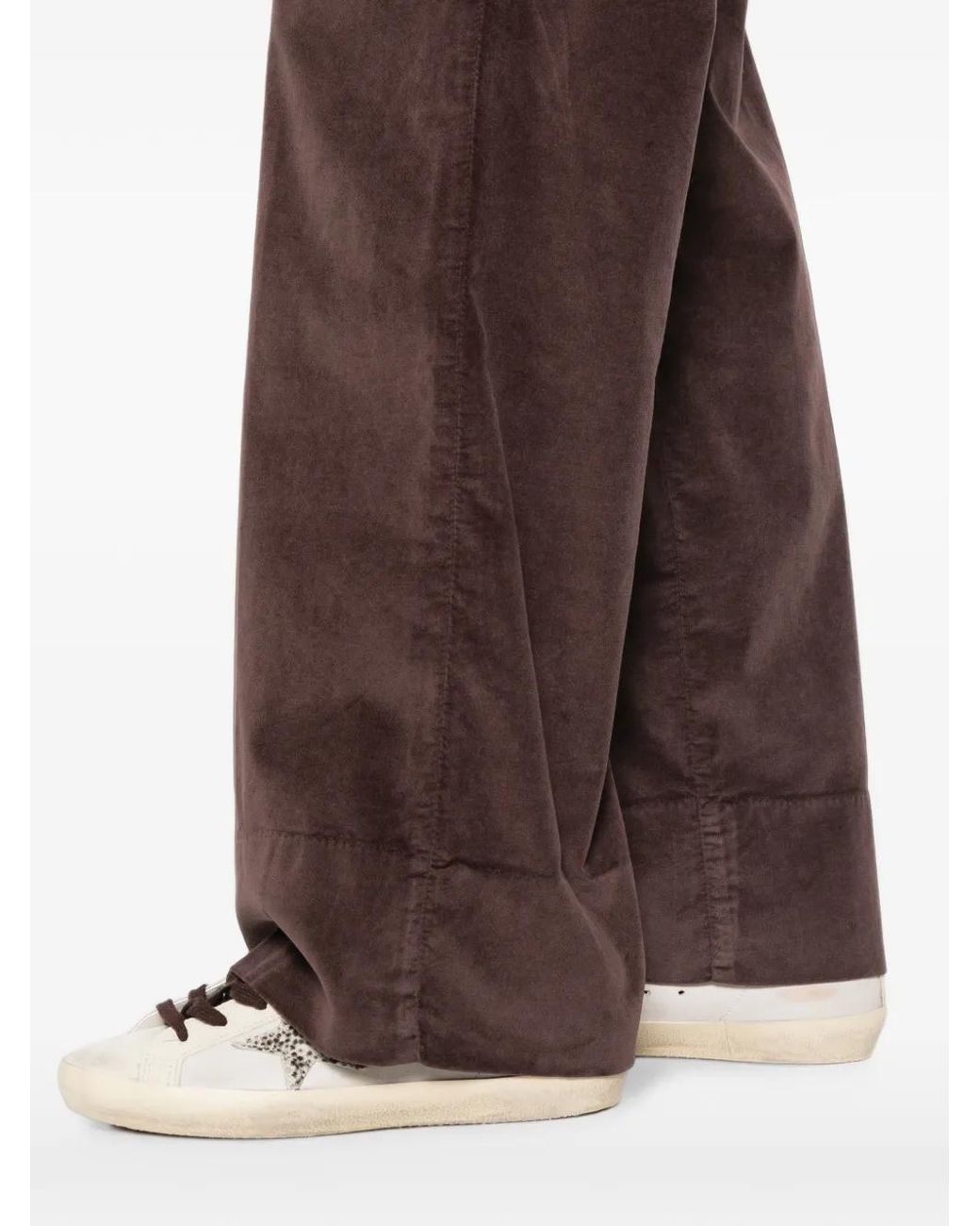 White Sand Brown Corduroy Wide-Leg Trousers