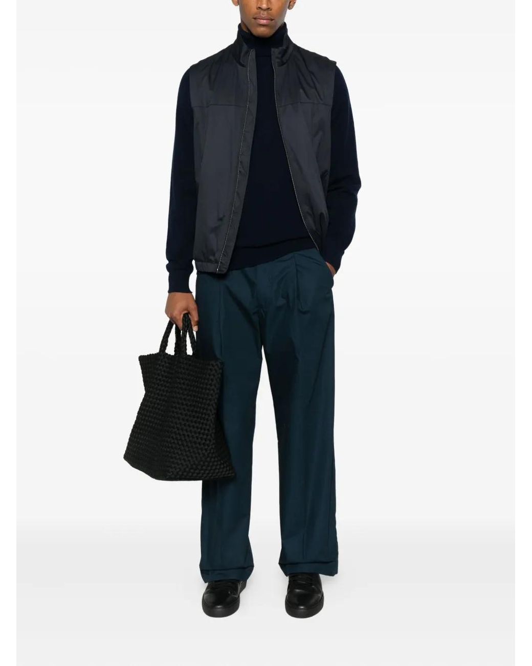 Fedeli Blue Turtleneck Sweater for men