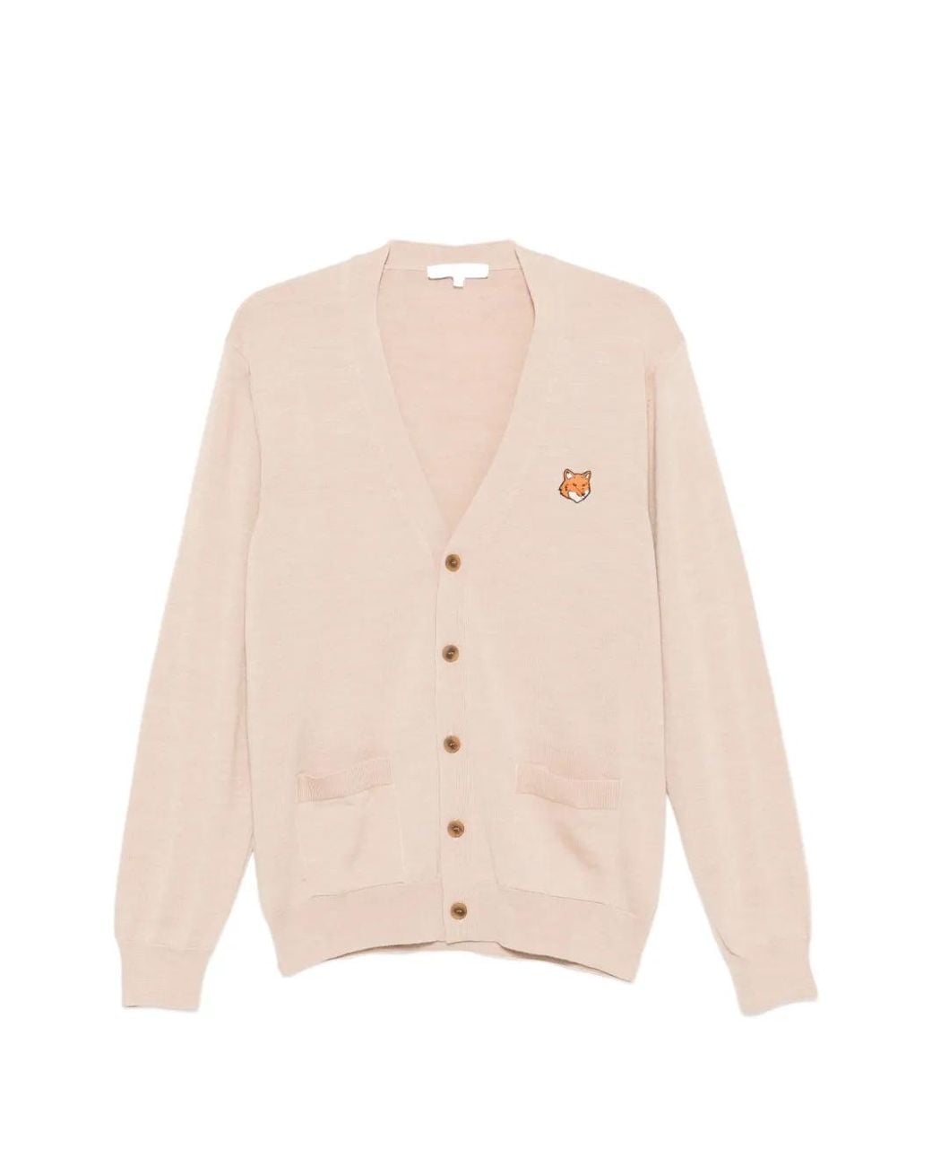 Maison Kitsuné Natural Fox-Motif Pocket Cardigan for men
