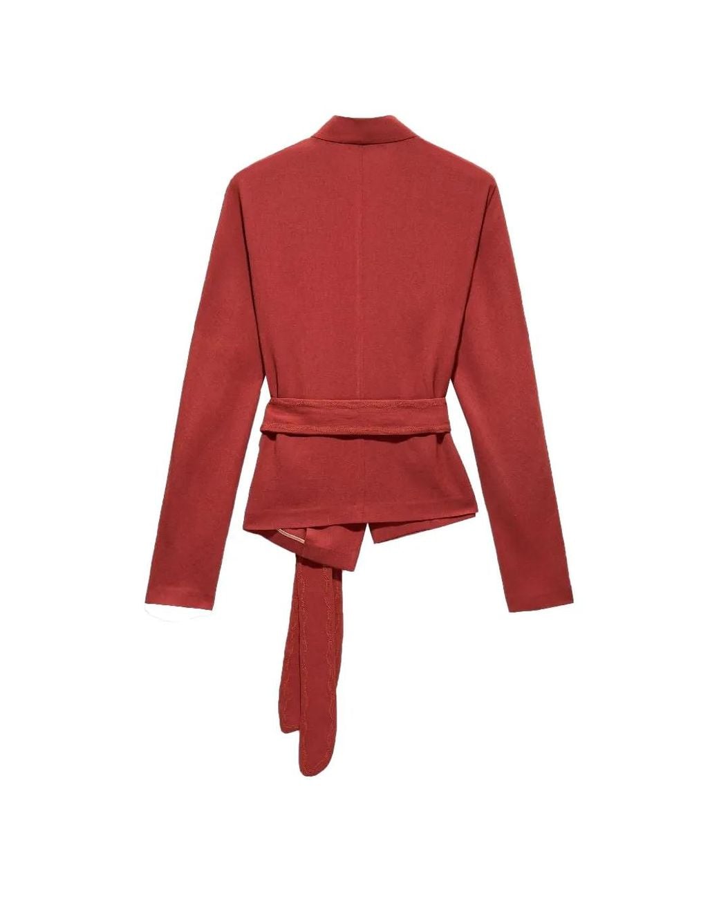 Shanghai Tang Red Wrap Belted Jacket