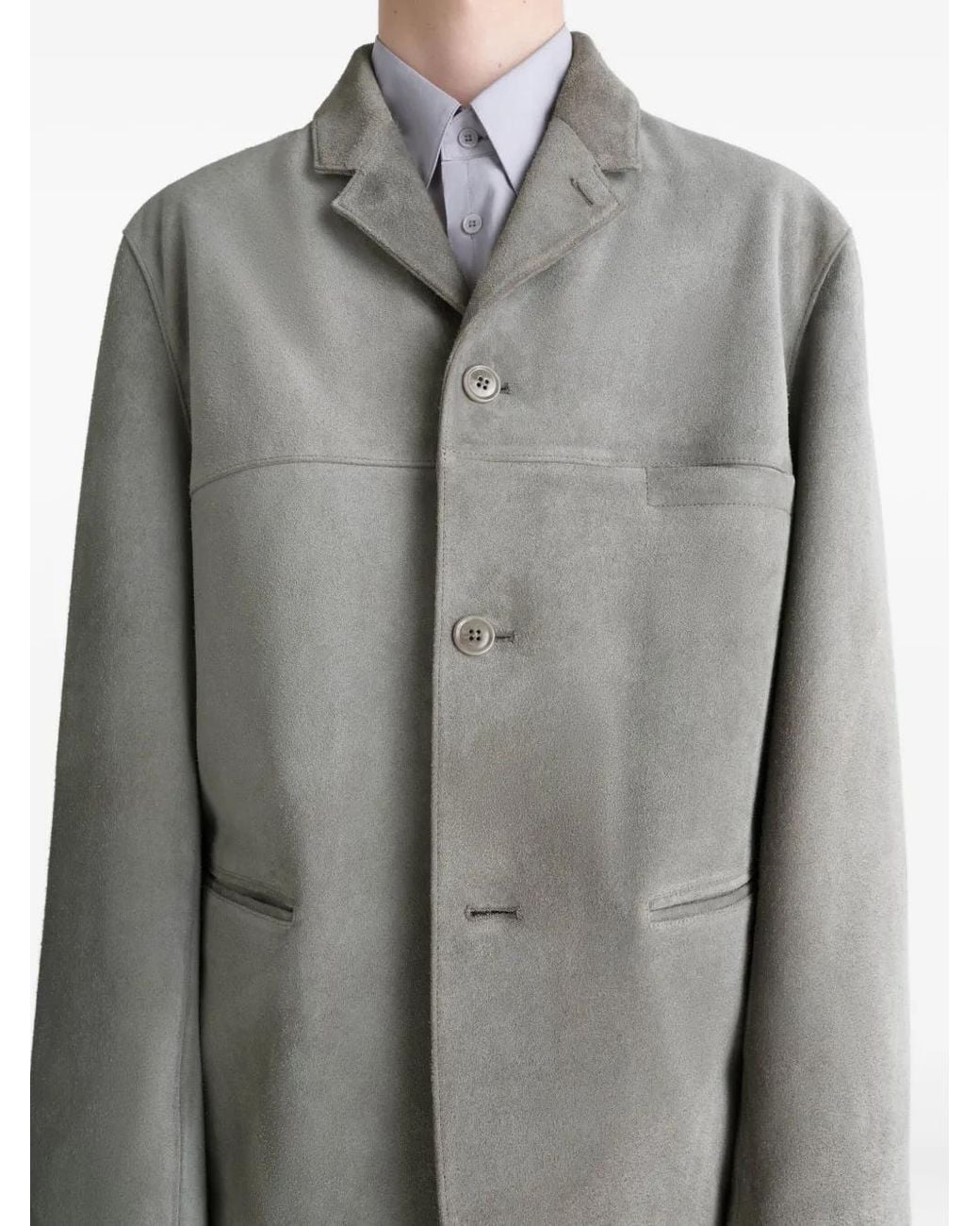 Lemaire Gray Suede Single-Breasted Blazer for men