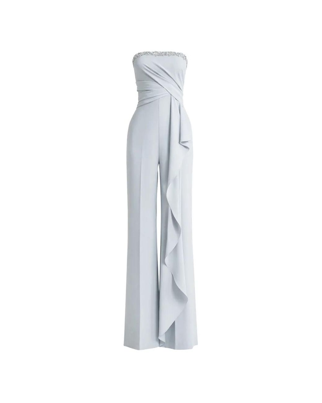Gemy Maalouf White Embellished Ruffled Jumpsuit