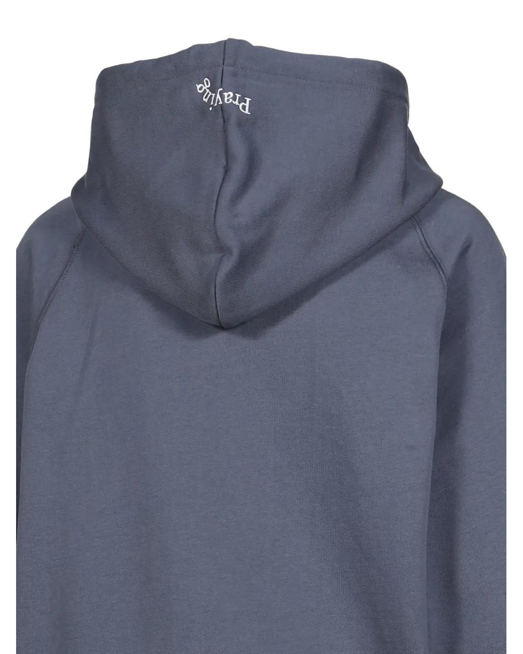 PRAYING Blue Hoodie Zippé Hard Work Brodé