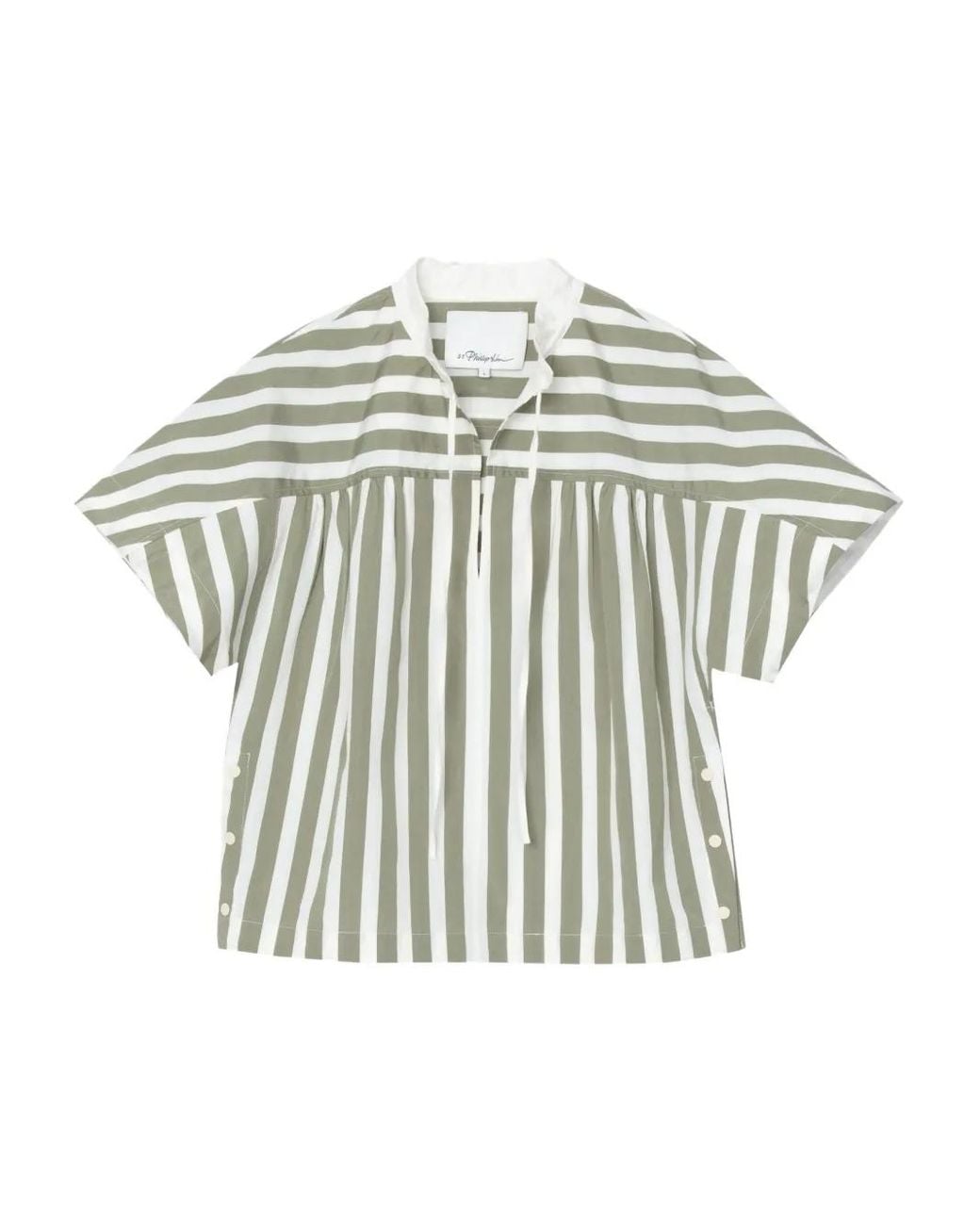3.1 Phillip Lim White Striped Tie-Neck Top