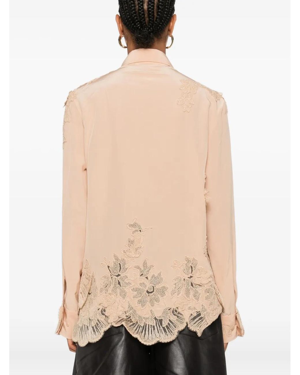 Ermanno Scervino Natural Floral Lace-Embellished Shirt