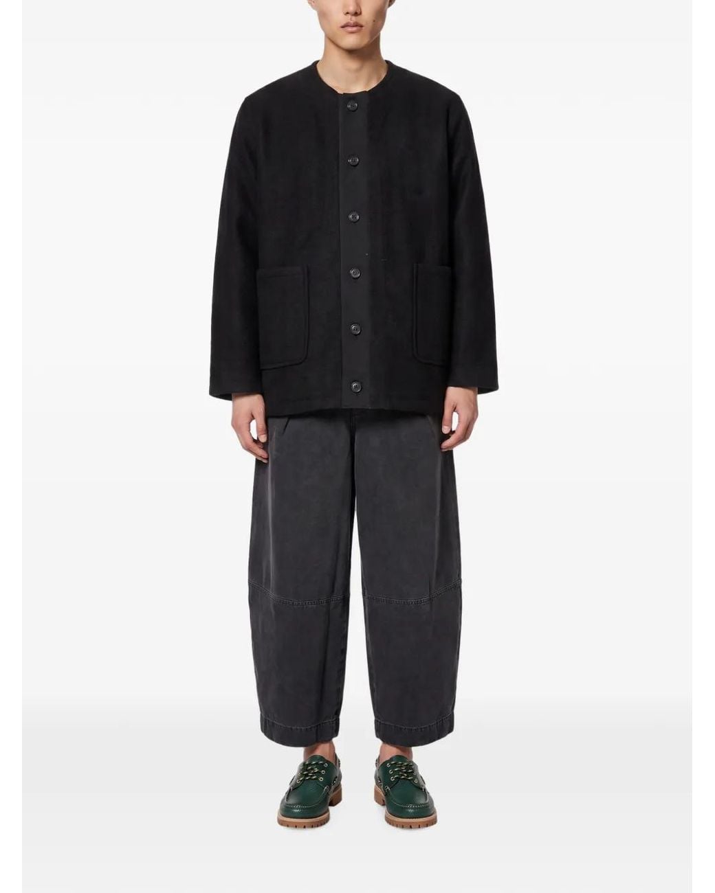 Our Legacy Black Button-Up Patch-Pocket Jacket for men