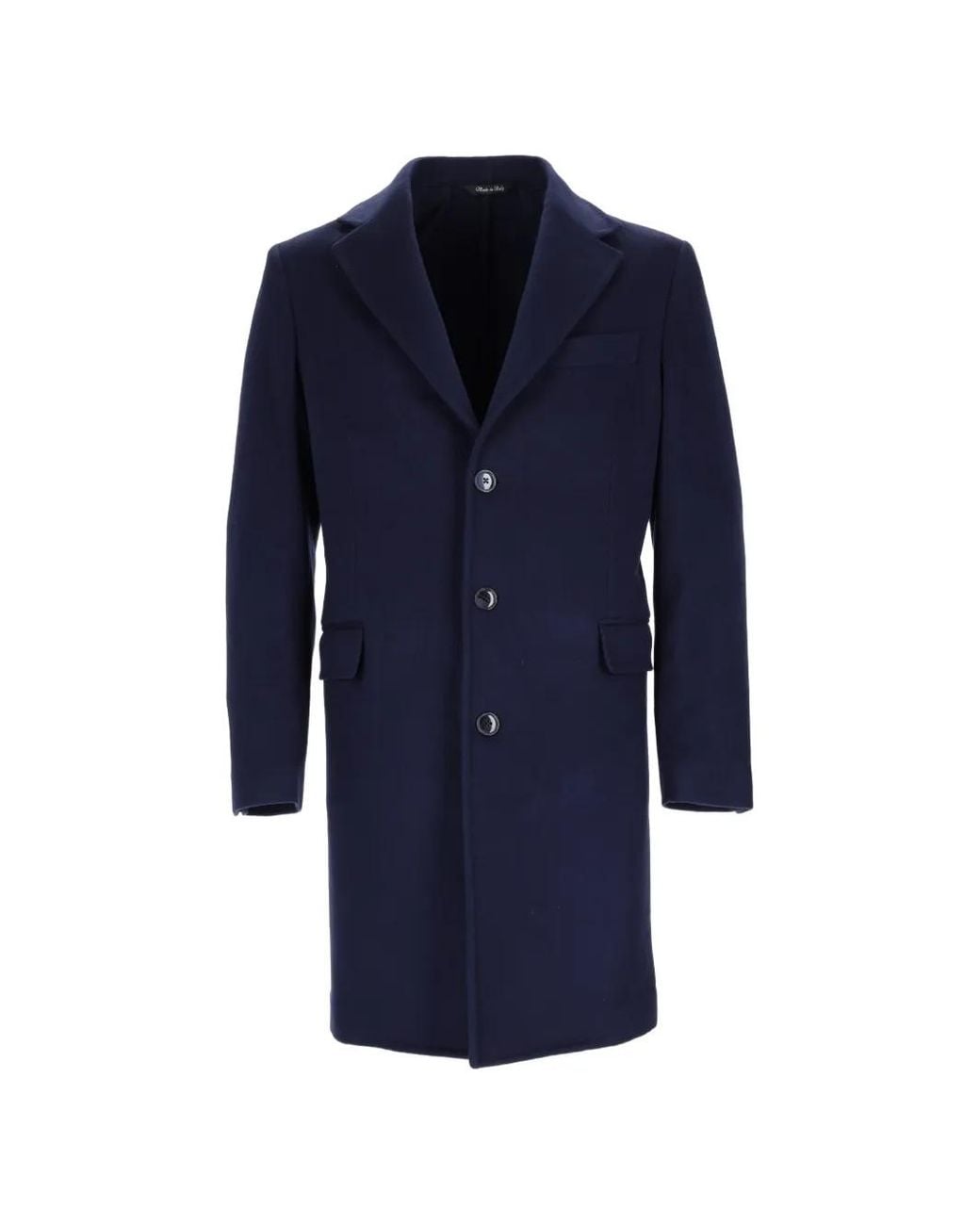 Colamarino Blue Single-Breasted Notched-Lapel Coat for men