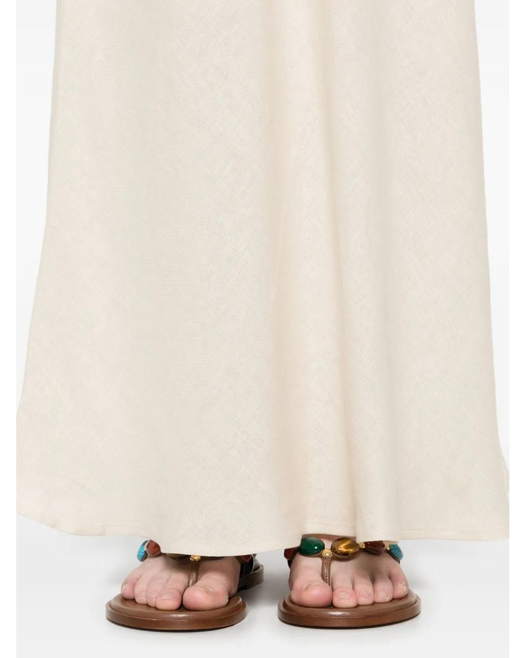 Twinset White Linen Maxi Skirt